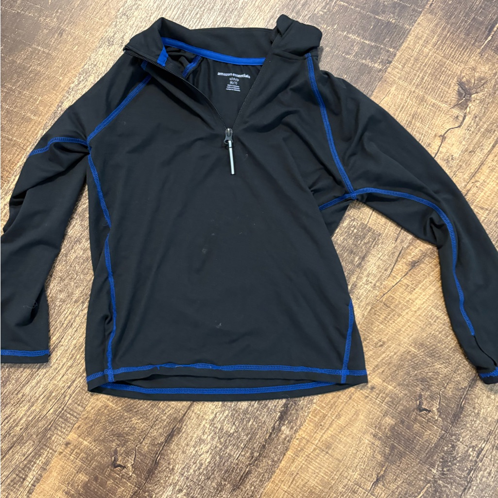 Amazon Essentials Kids Black Sweatshirt With Blue Trim